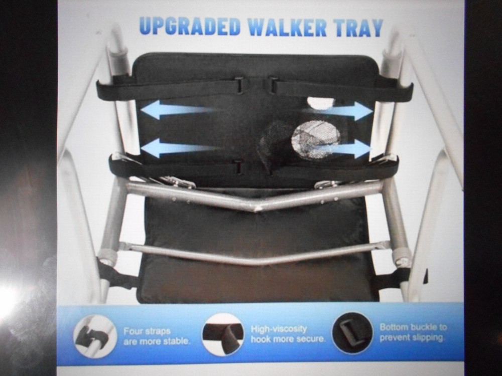 NEW Walker Tray w/ Cup Holder & Pockets | Universal Folding Walker Table