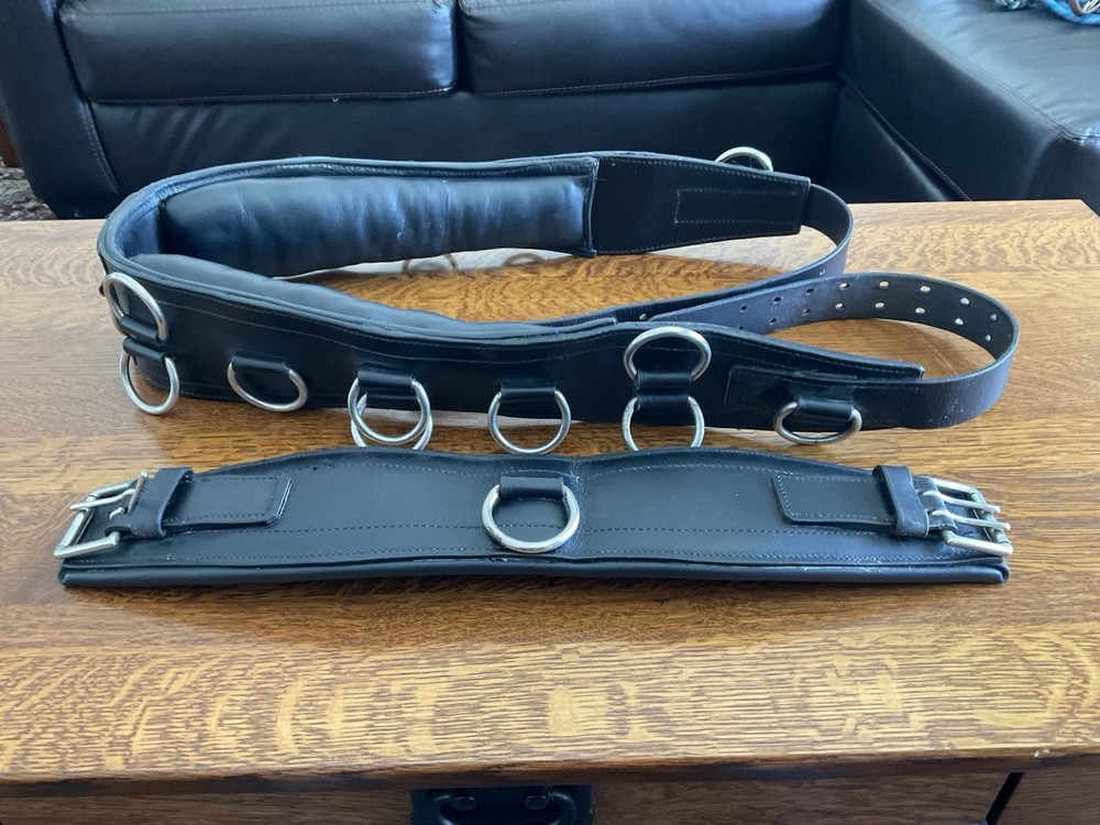 Training Surcingle, Horse Size.  All Leather with Multiple Rings.