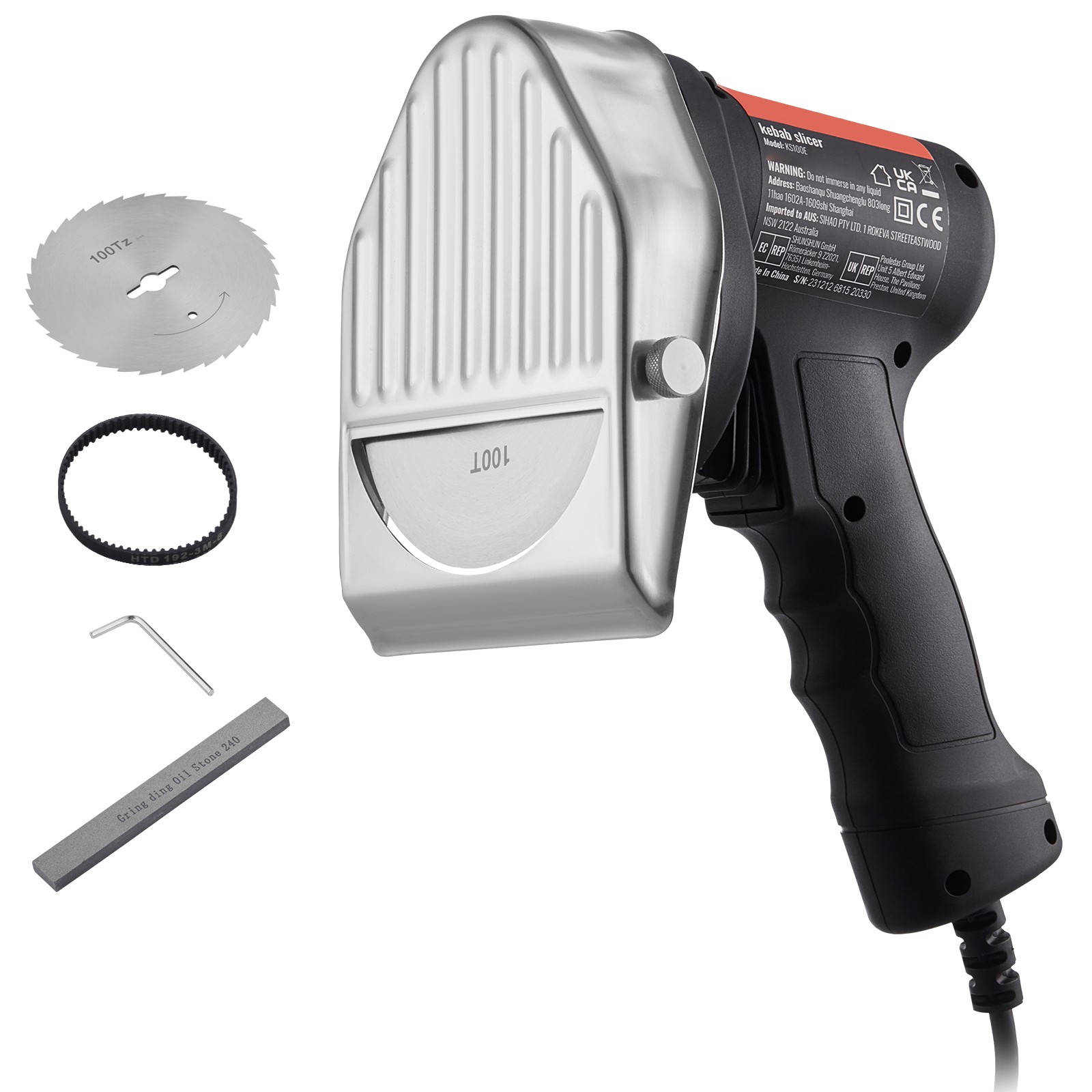 Electric Kebab Slicer Cutter 80W Meat Gyro Knife Doner Shawarma w/2 Blades