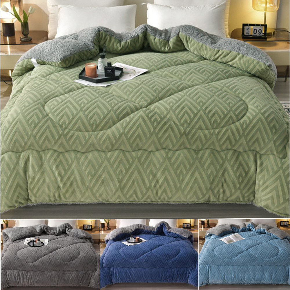 Reversible Super Thick Winter Comforter Plush Down Alternative Quilted Comforter