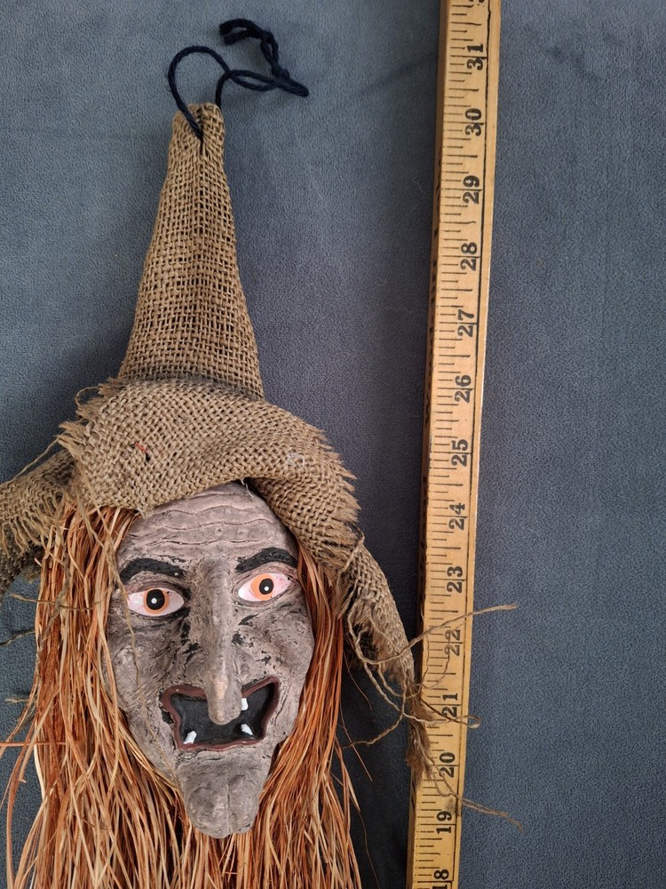 Handmade Rustic Burlap kitchen Witch Wall Decor Halloween 30 Inch