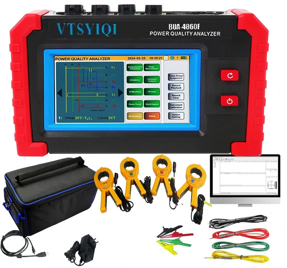 Portable Power Quality Analyzer with 1.0A~1000A Record Waveform and Parameter