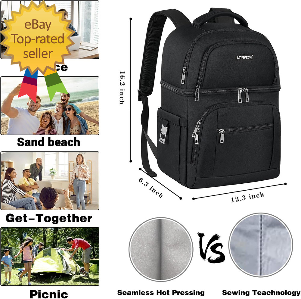 Cooler Backpack,Insulated Backpack Cooler Leakproof Double Deck Cooler Bag