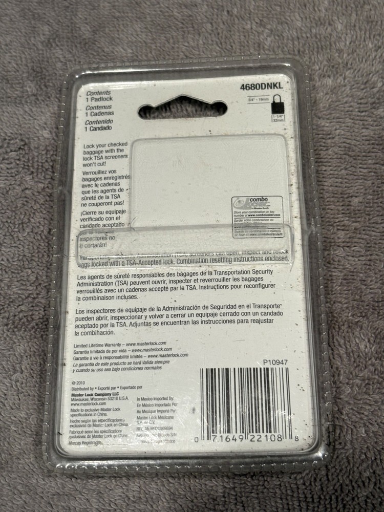 Master Lock 4680DNKL Travel Lock Number Code TSA Accepted NEW/SEALED