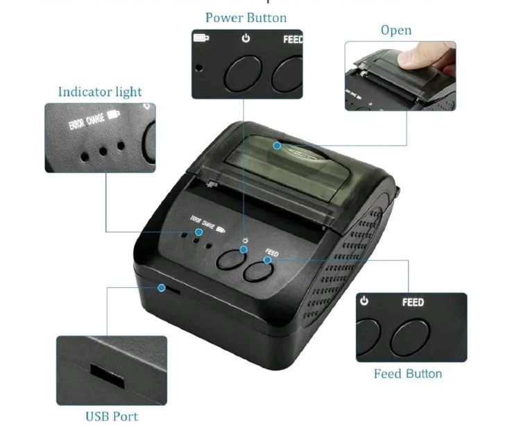 NETUM Bluetooth Receipt Printer, 58mm Mini Thermal POS Printer 58mm, black
