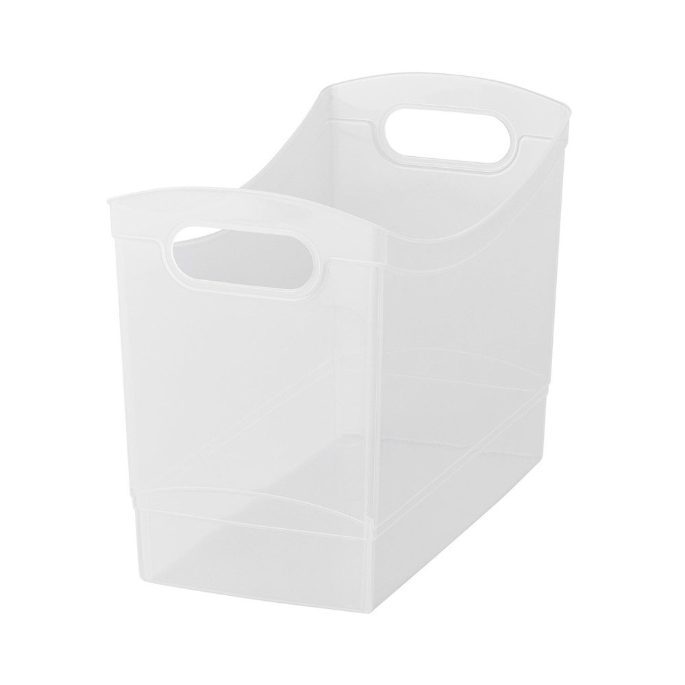 Clear 12 Qt Plastic Storage Bin with Handles Narrow Rectangular Utility