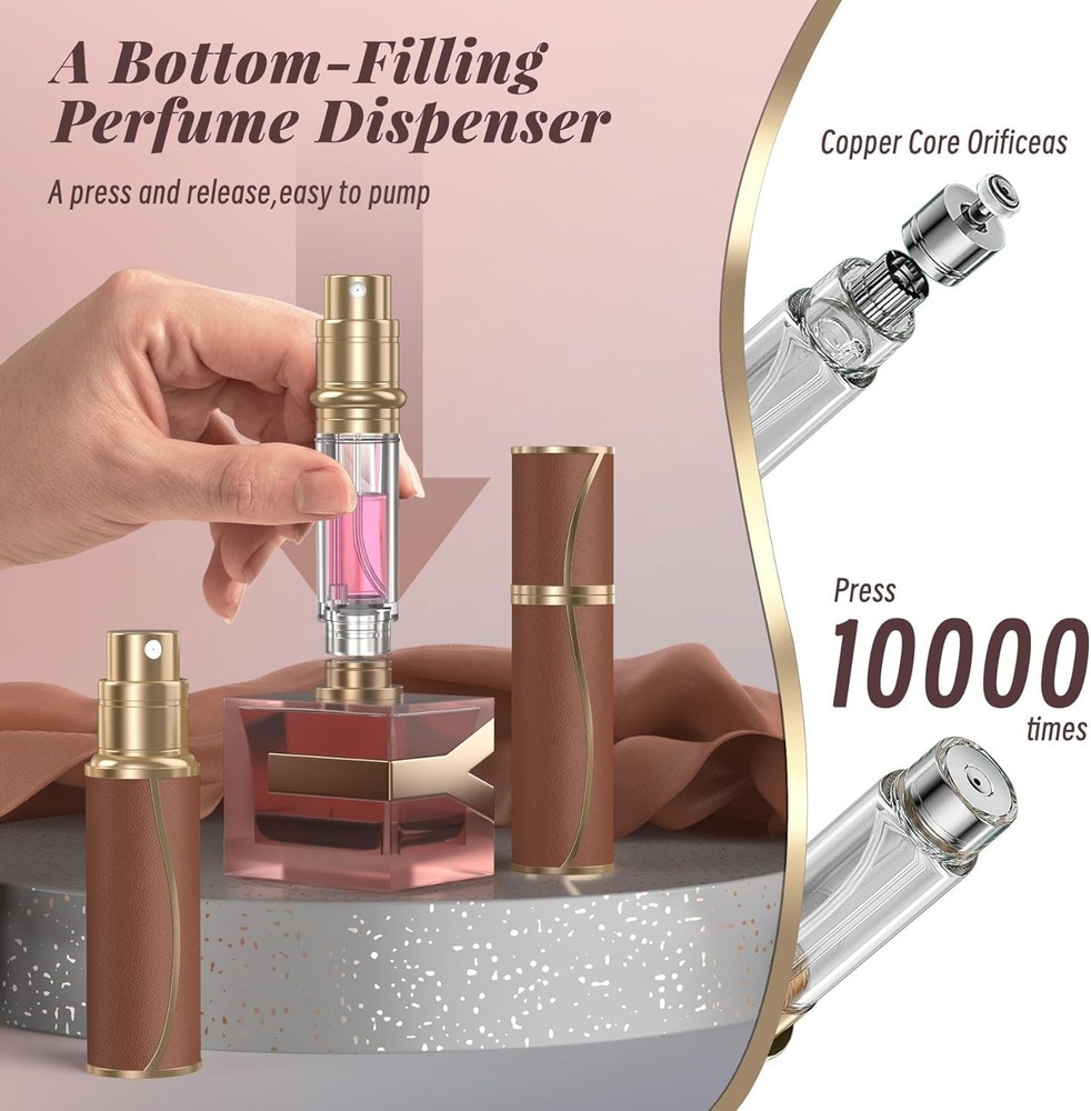 10ml Travel Perfume Atomizer Leather Refillable Mini Cologne Sprayer