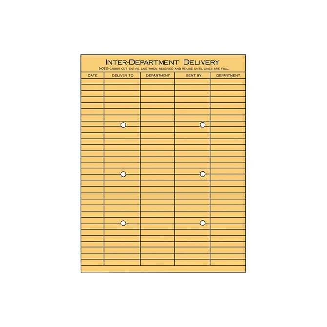 10" x 13" String & Button Interoffice Envelope - 2 Sided with 5 Column Format