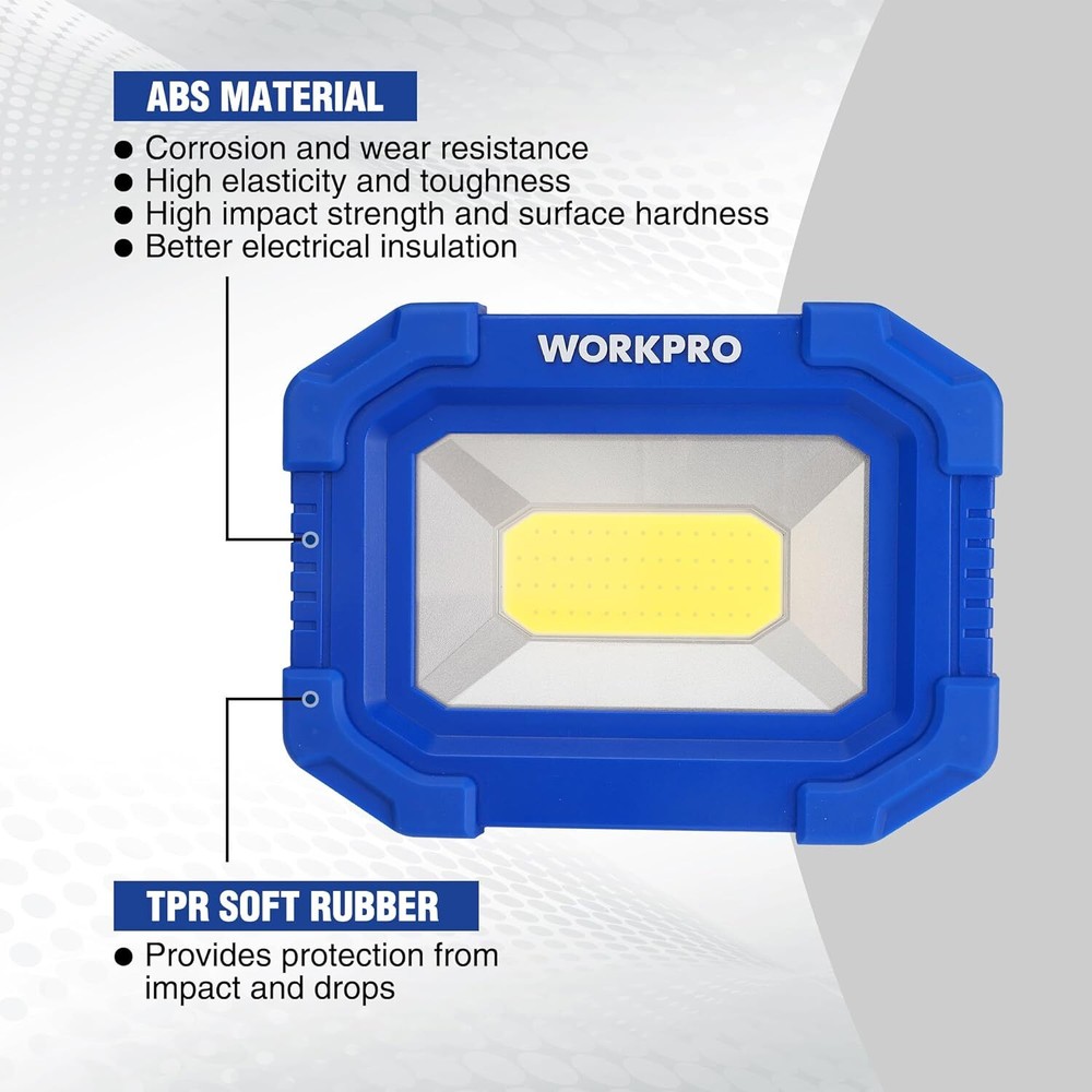 WORKPRO 2Pack Rechargeable 2000LM LED Work Light Magnetic Super Bright Worklight
