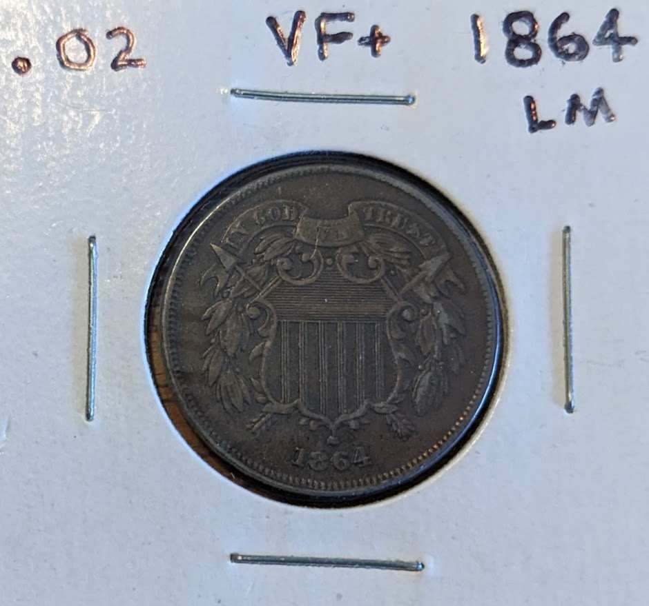 1864 TWO-CENT PIECE (large motto)