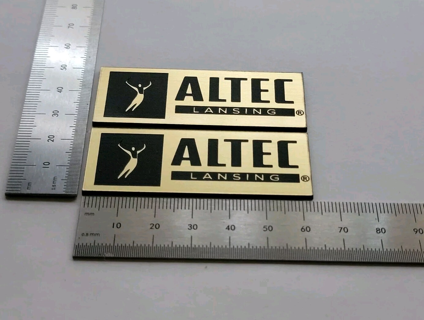 Altec Lansing Speaker Badge Logo Emblem Pair - Brushed Gold