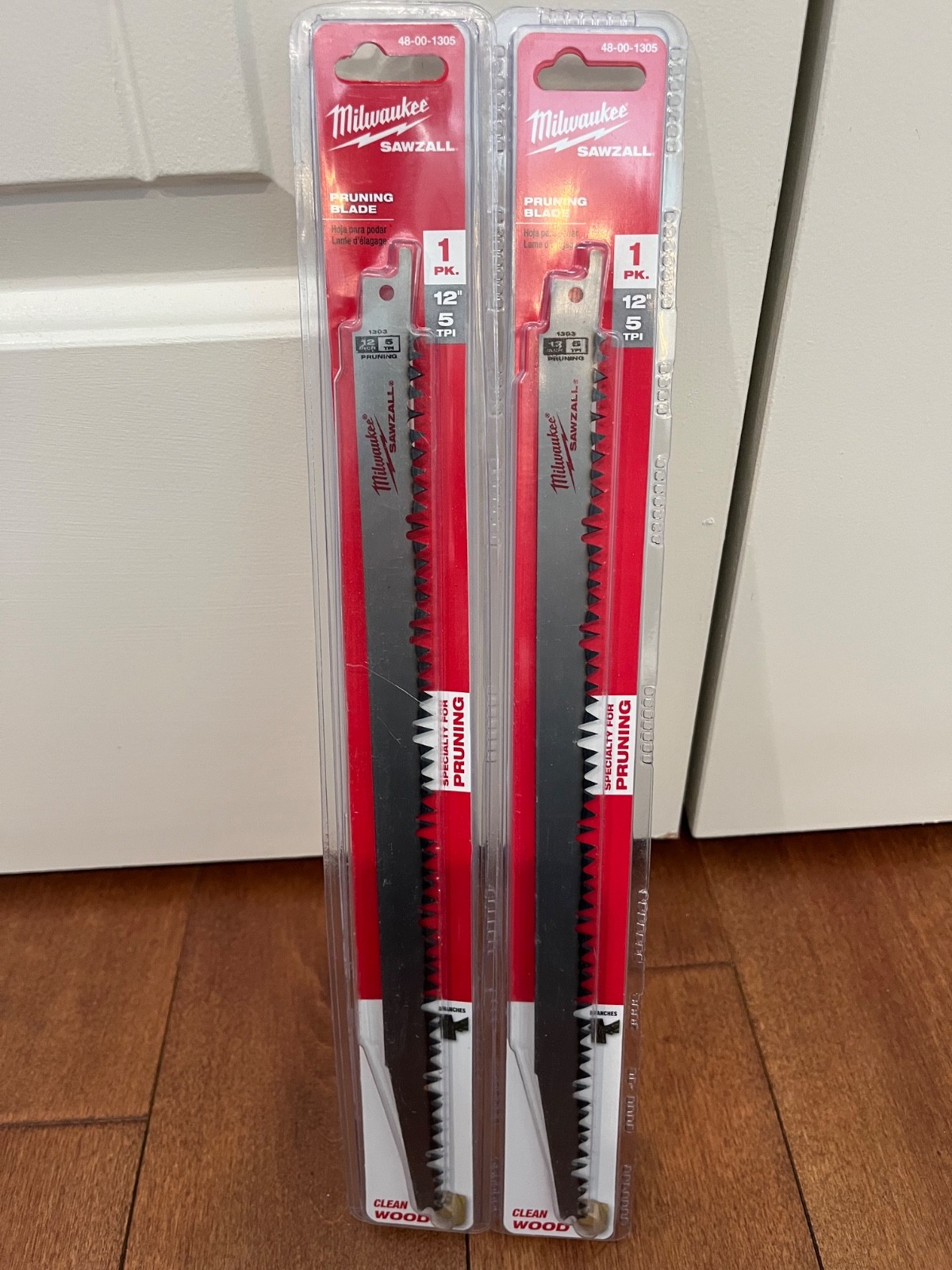 Milwaukee 48-00-1305 Sawzall Pruning Blade 5 TPI 12" Long (2 pack)