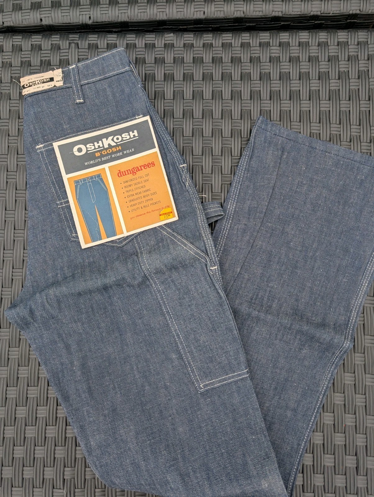 Vtg NOS Oshkosh B'Gosh Dungarees Denim Sanforized Jeans 27x33 NWT Union Made 70s
