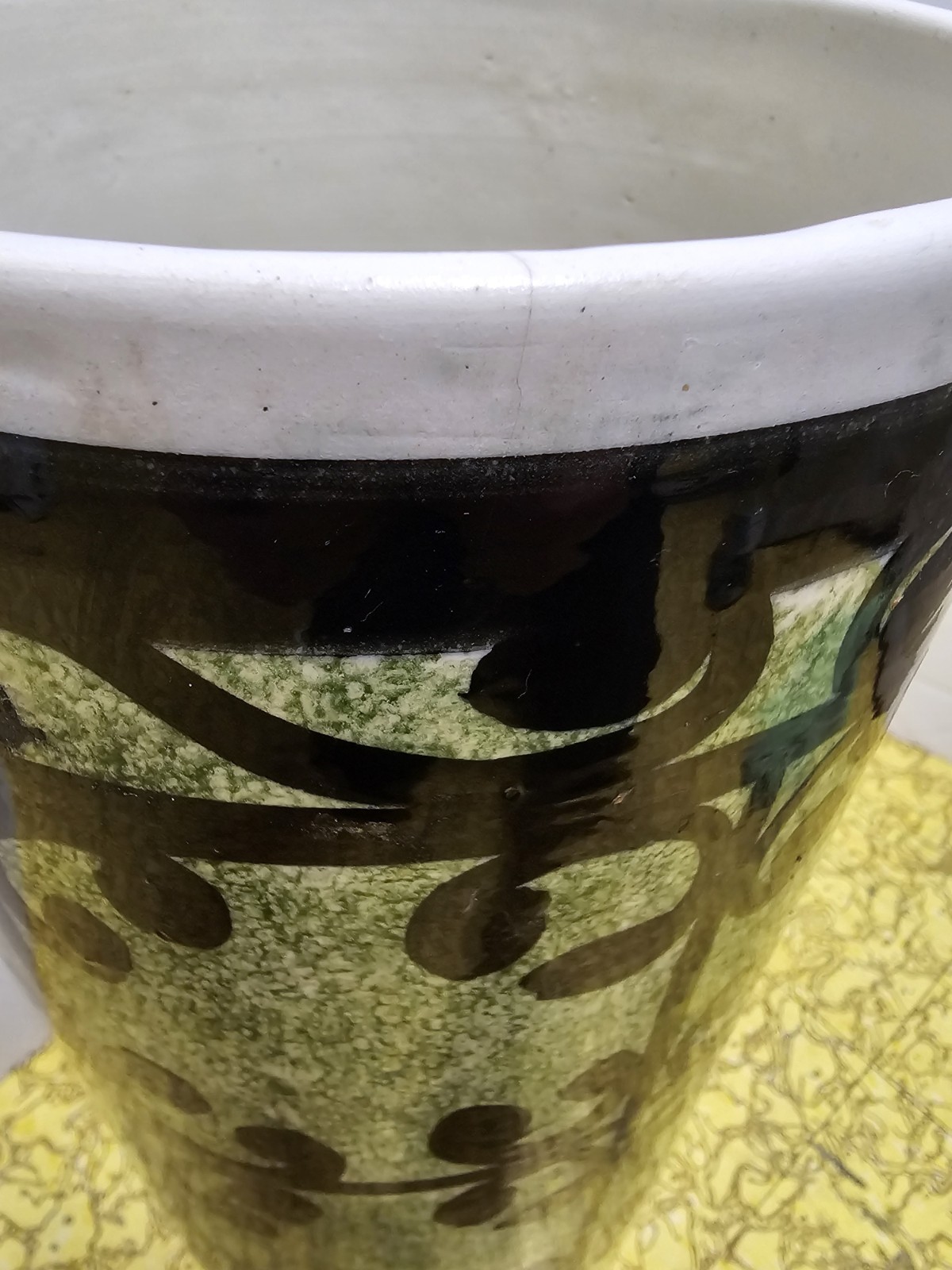 Vintage Art Pottery Hermes Style Umbrella Stand Signed Spain Mid-Century