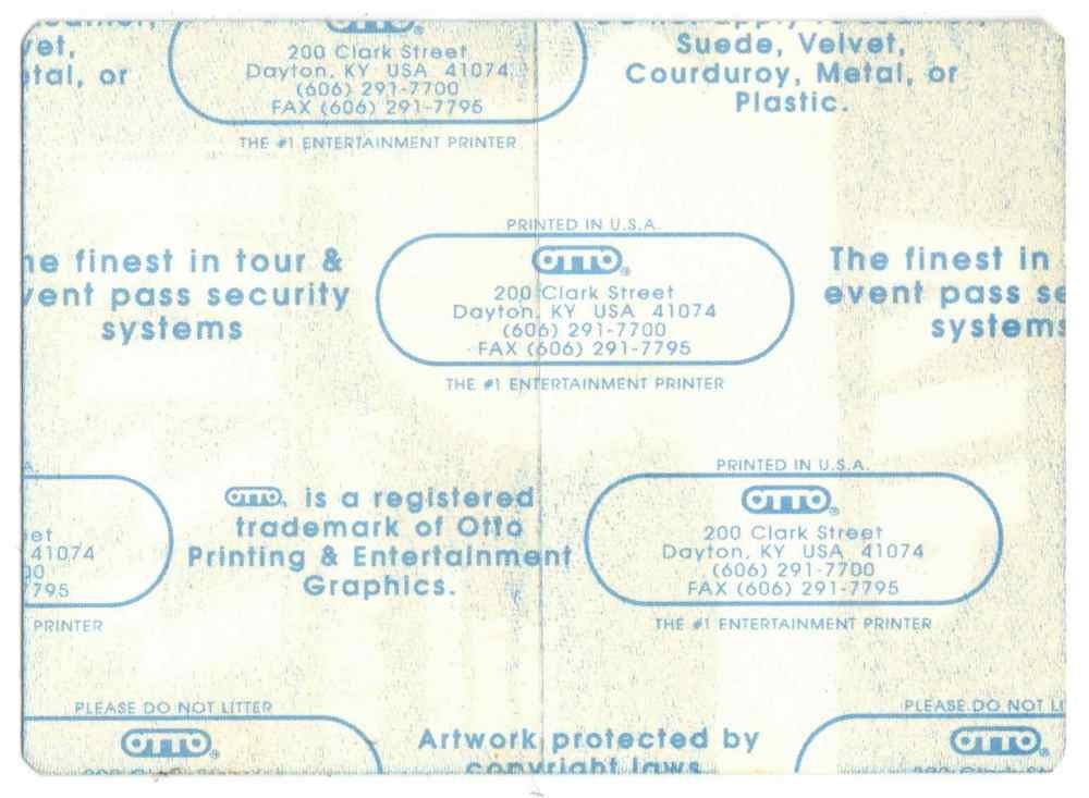 Kiss Revenge World Tour 1992. Blue VIP Cloth Backstage Pass. OTTO
