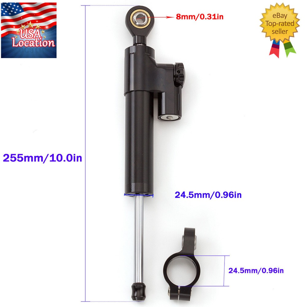 Universal CNC Steering Damper Stabilizer Linear Reversed Shock Absorber Black