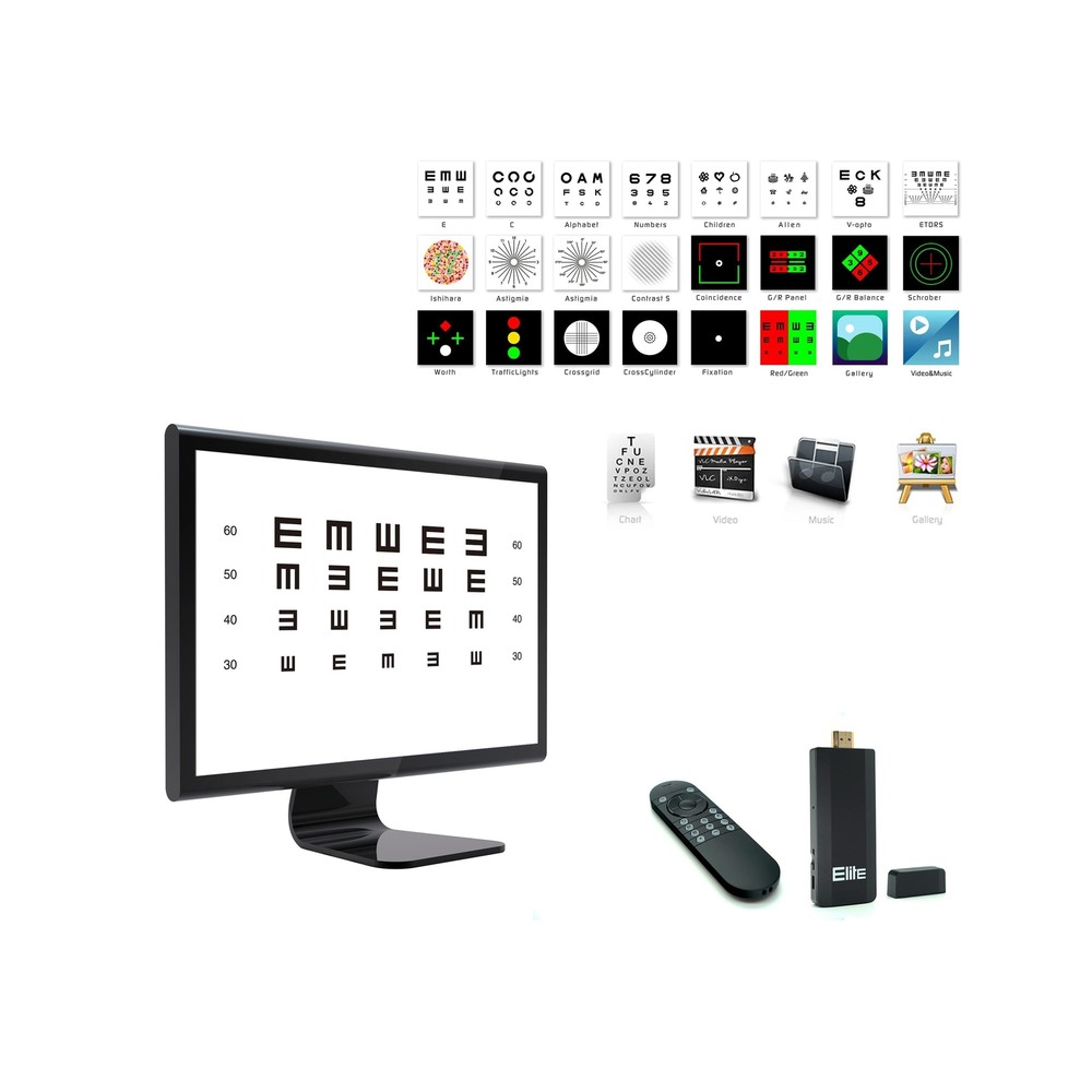 Elite Digital Visual Acuity Chart System with a Wireless Fluorescent Keypad R...