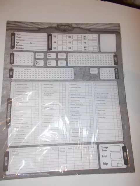 Cthulhu Britannica Character Sheets