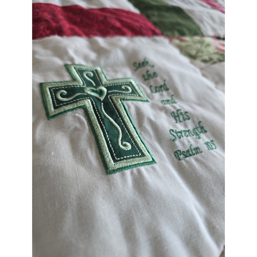 Handmade Machine Stitched Lap Patchwork Quilt Bible Scriptures 39x54