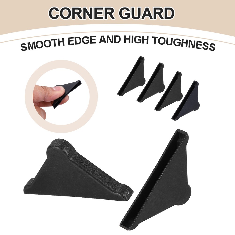 60Pcs 0.2x1.46in Plastic Rounded Corner Triangle Glass Corner Protector, Black