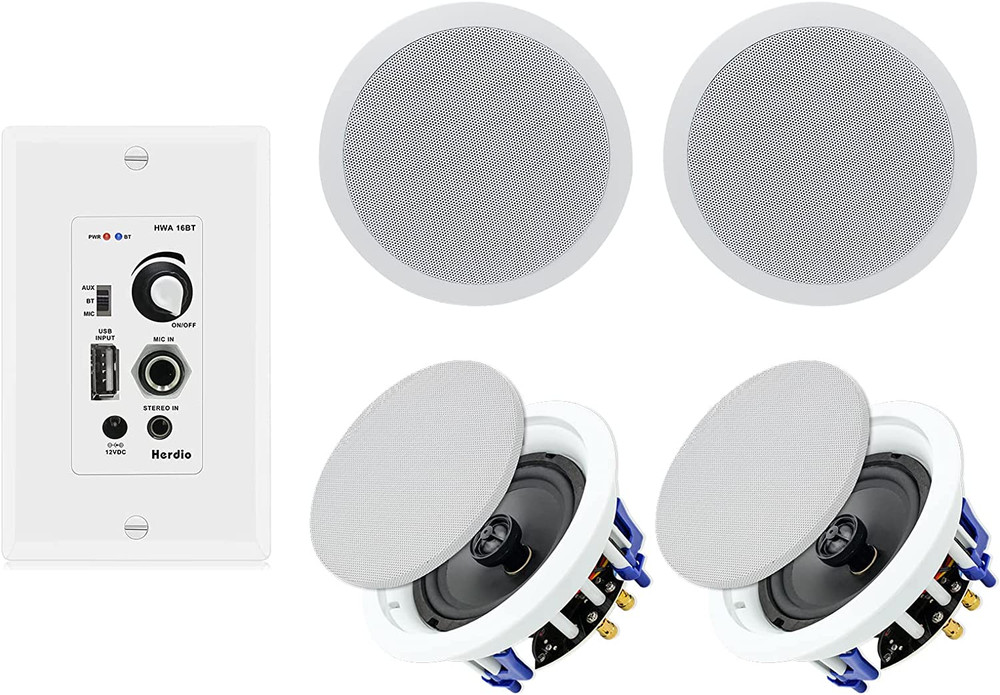 Home Audio Package in Wall Bluetooth Amplifier Volume Control Receiver Wall Plat