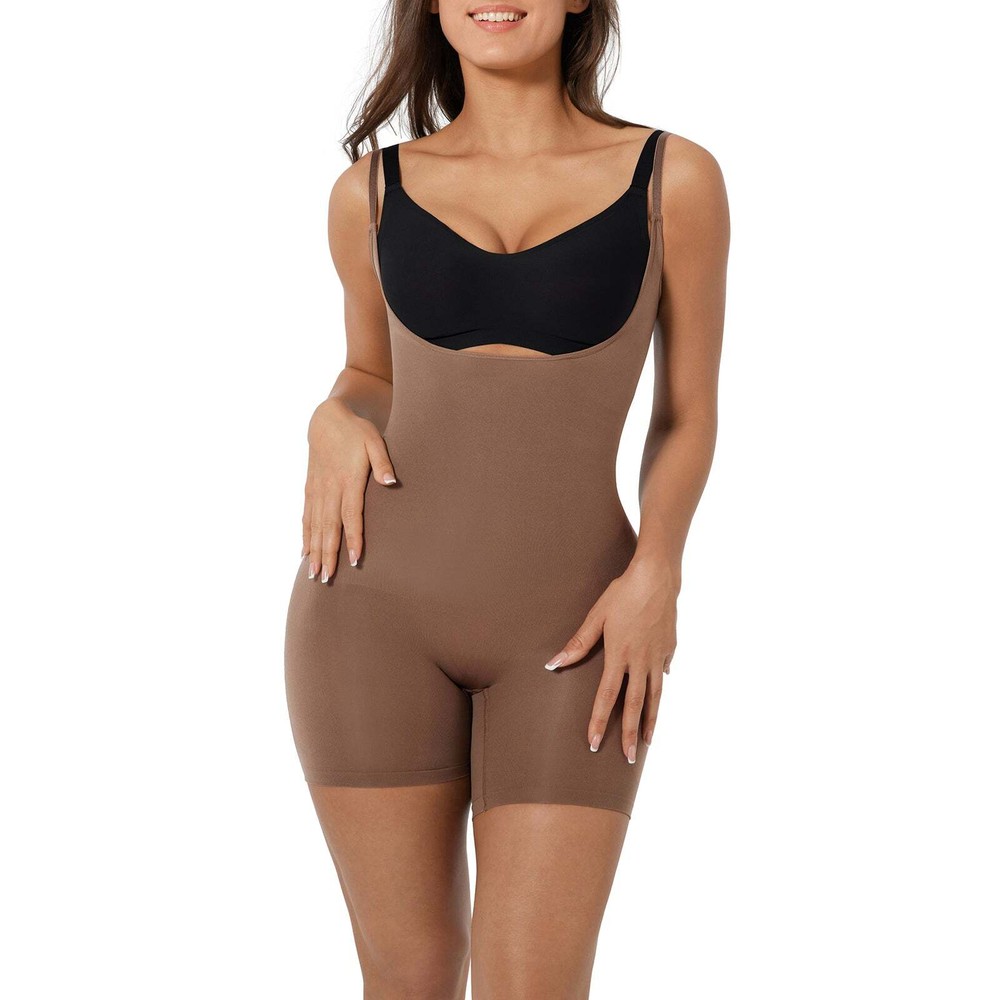 Seamless Sculpting Open Bust Shaper - Brown
