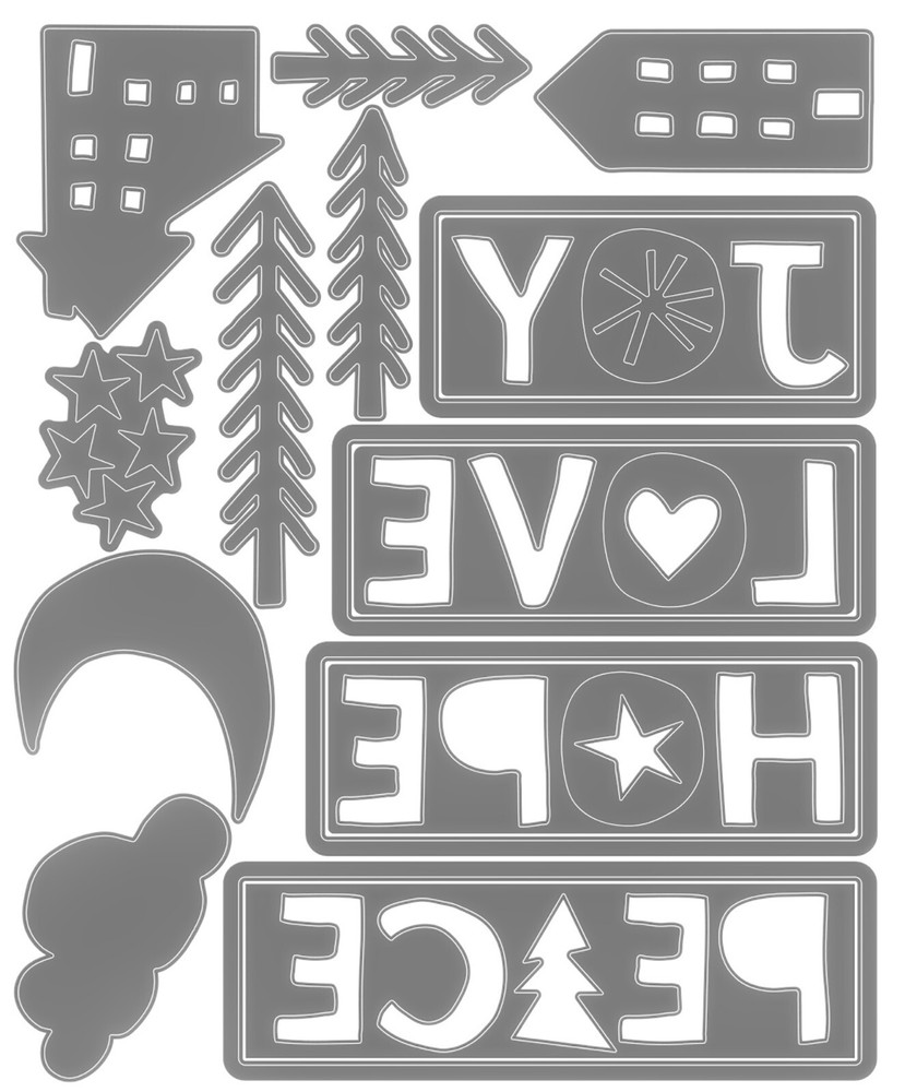 Sizzix Thinlits Christmas Cutouts 16pc set #666064 Retail $19.99 by Tim Holtz