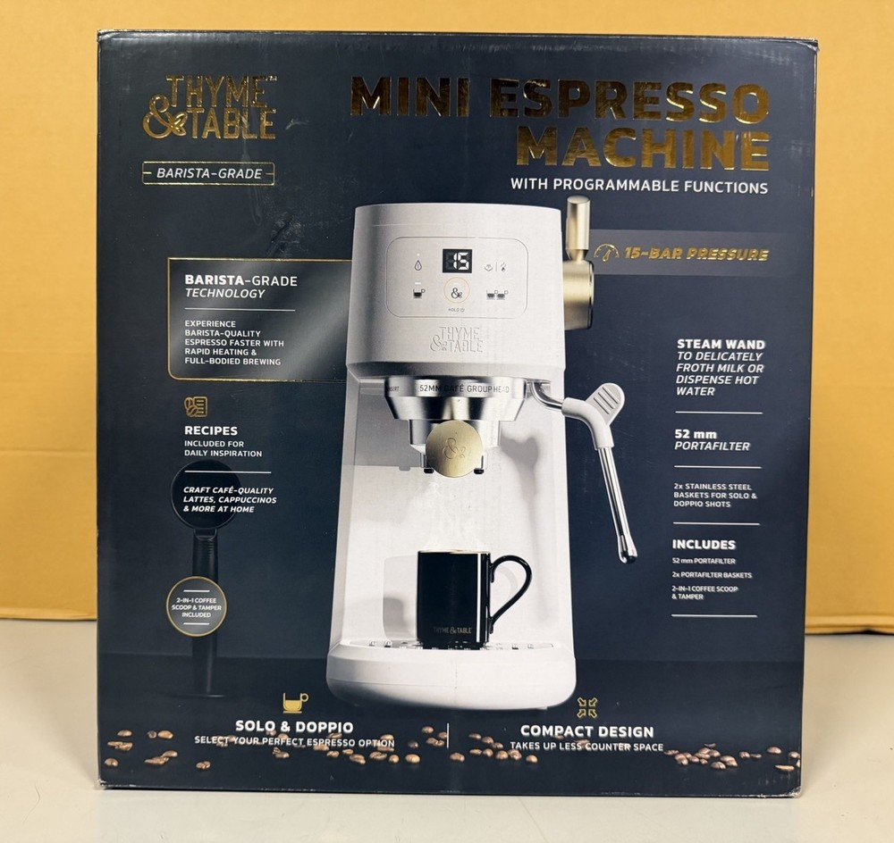 Thyme & Table Mini Espresso Machine Barista Grade Sand White-Missing Water Tank