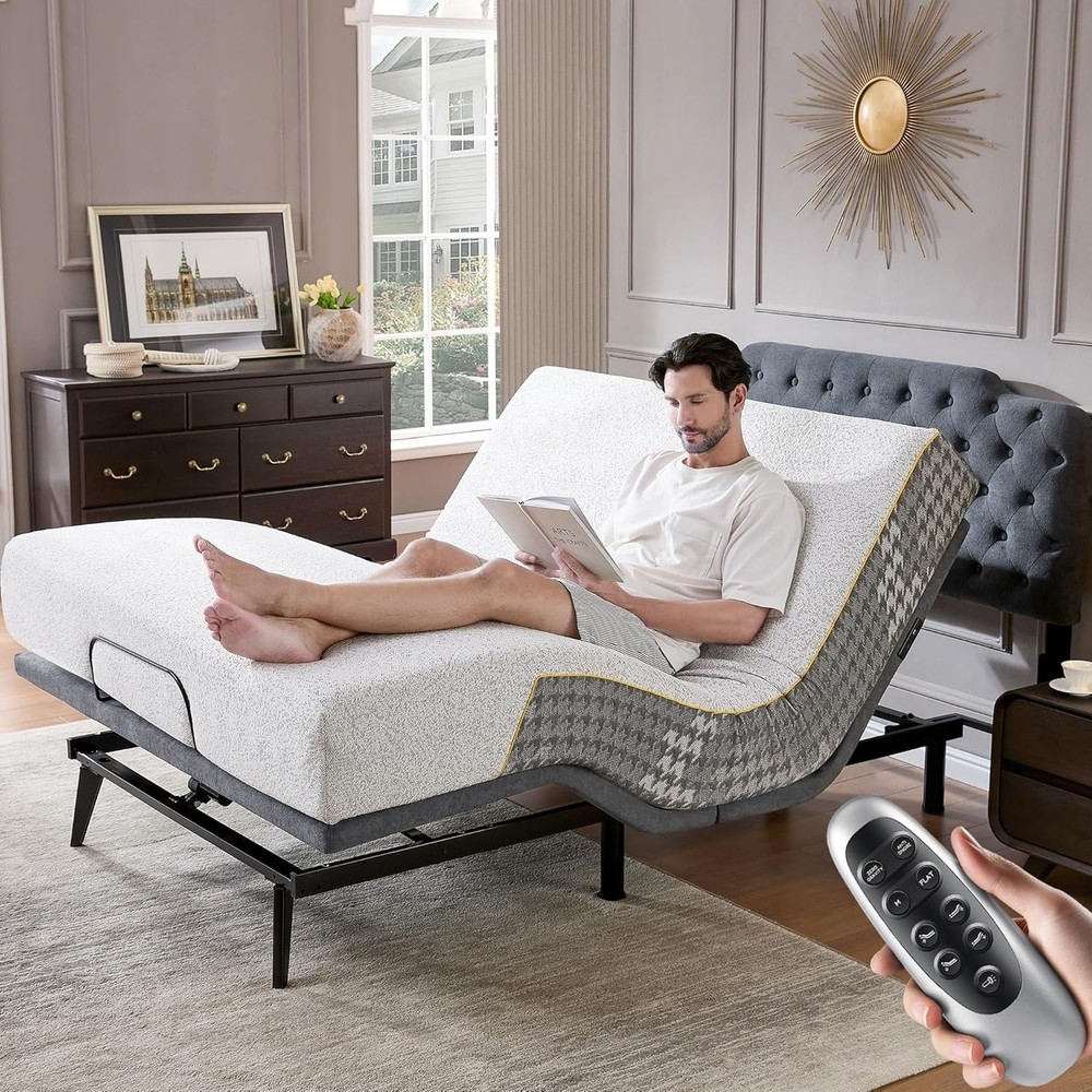 Ergonomic Queen Adjustable Bed Frame Electric Bed Base w/Wireless Remote Control