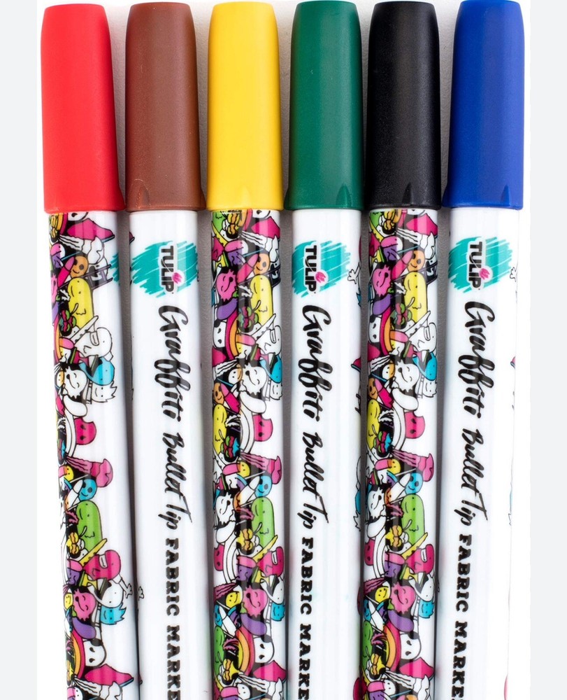 Tulip Graffiti Fabric Markers 6/Pkg-Rainbow - Bullet Tip