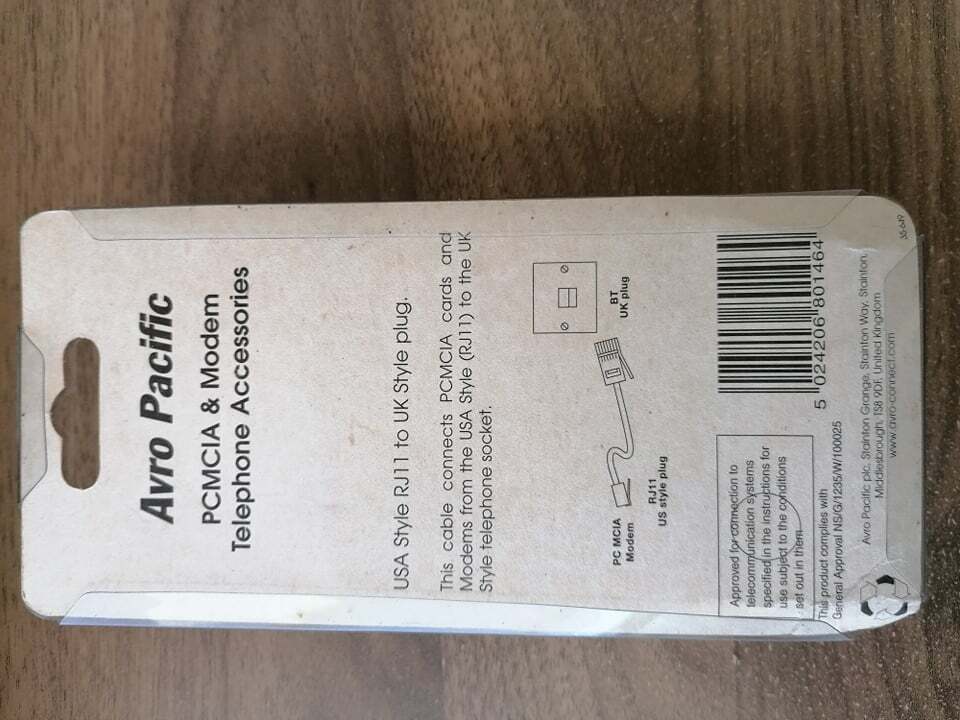 Avro Pacific USA - UK Telephone Modem Cable