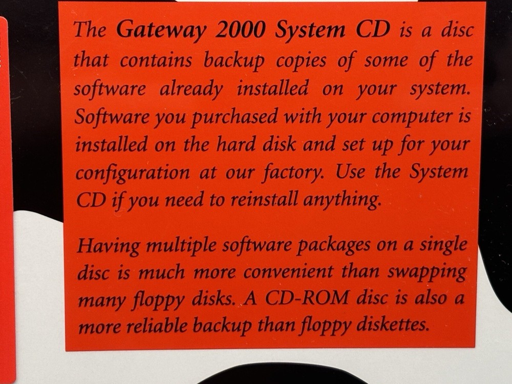 Gateway Start Pack Version 1.7 System CD 2000 Computer Software Drivers Sealed