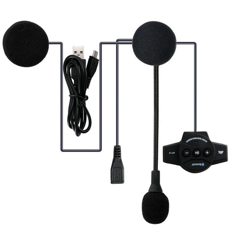 Bluetooth Motorcycle Helmet Interphone Intercom Headset Wireless with Microphone