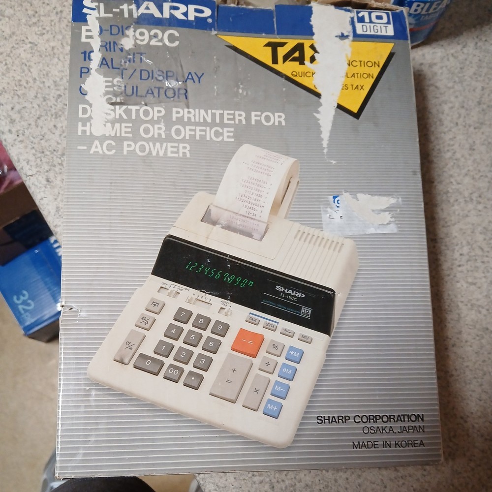 Vintage Sharp EL-1192C Electronic Printing Calculator with Tax Function Working