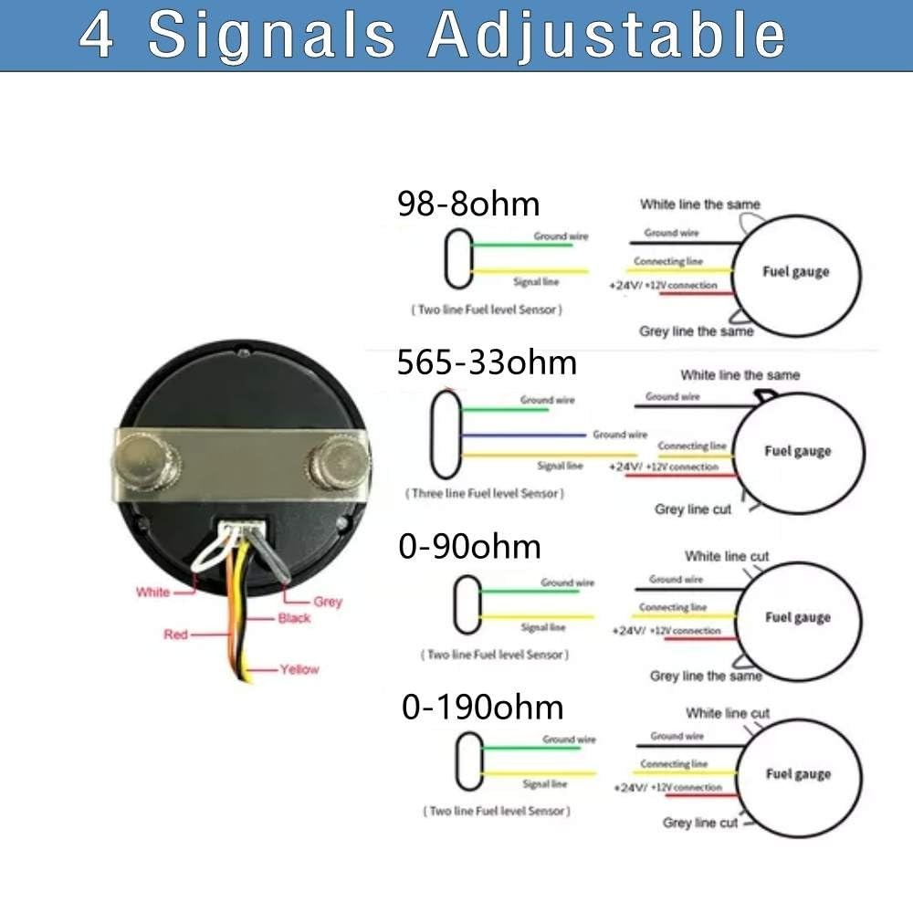 12/24V 2" 52mm Car Motorcycle Fuel Level Meter Gauge LED Display Digital 10 Grid