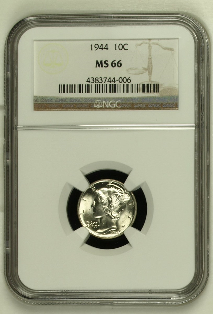 1944 Mercury Dime, NGC MS 66