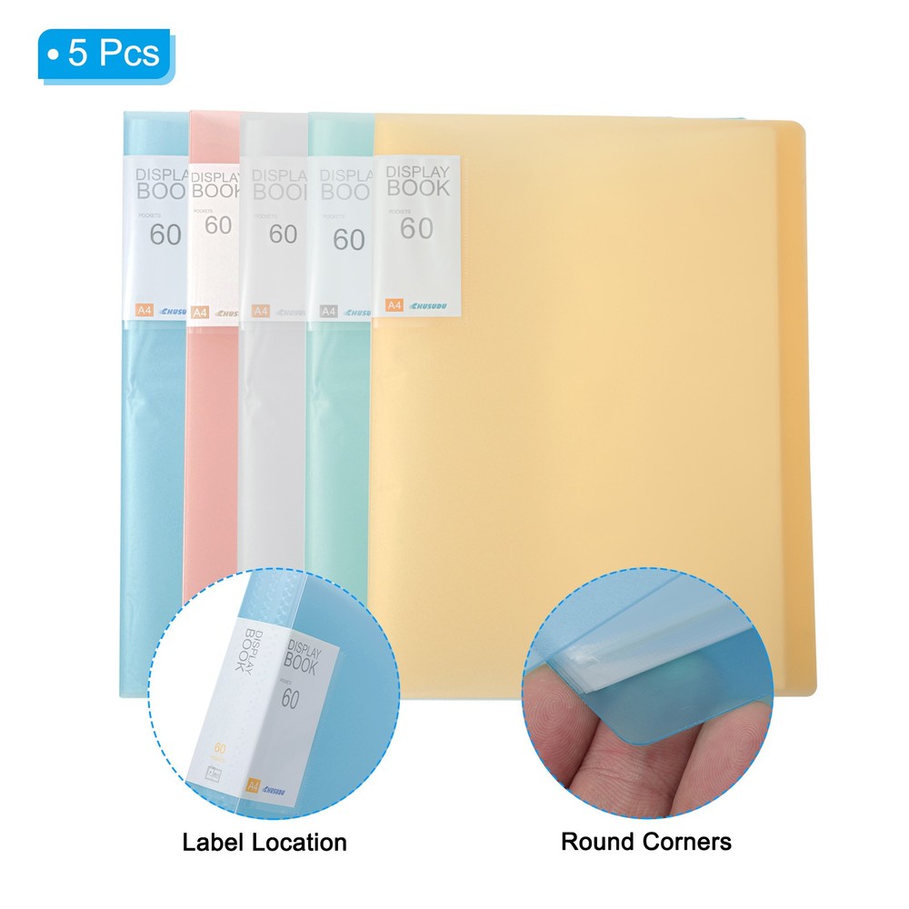 9.4x12.2" Binders with Plastic Sleeve Set, 5Pcs Sheet Protector, Multicolor