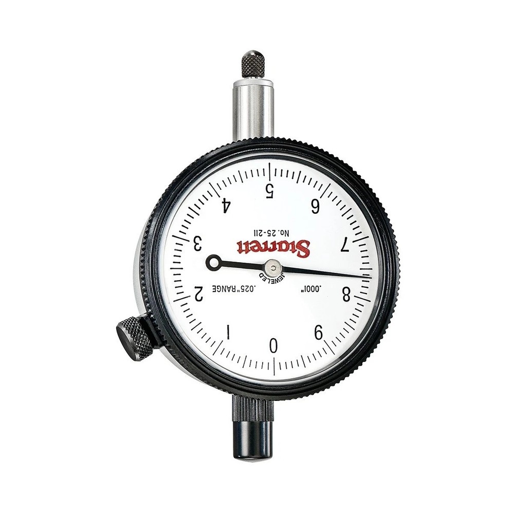 Starrett 25-211J Dial Indicator, 0-10 Continuous Dial 0-.025" Range