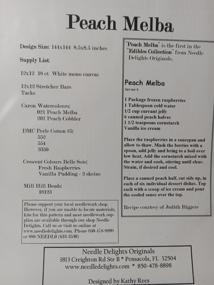 Needlepoint Pattern Booklet "Peach Melba"