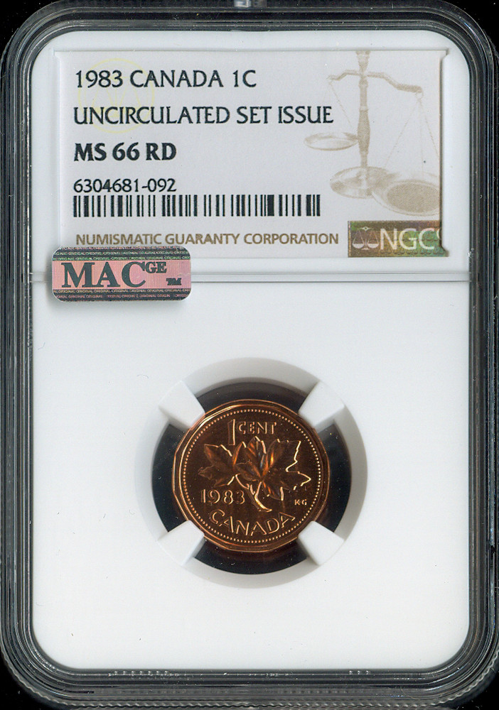 1983 Canada Small Cent NGC MS66 RD MAC - Quality