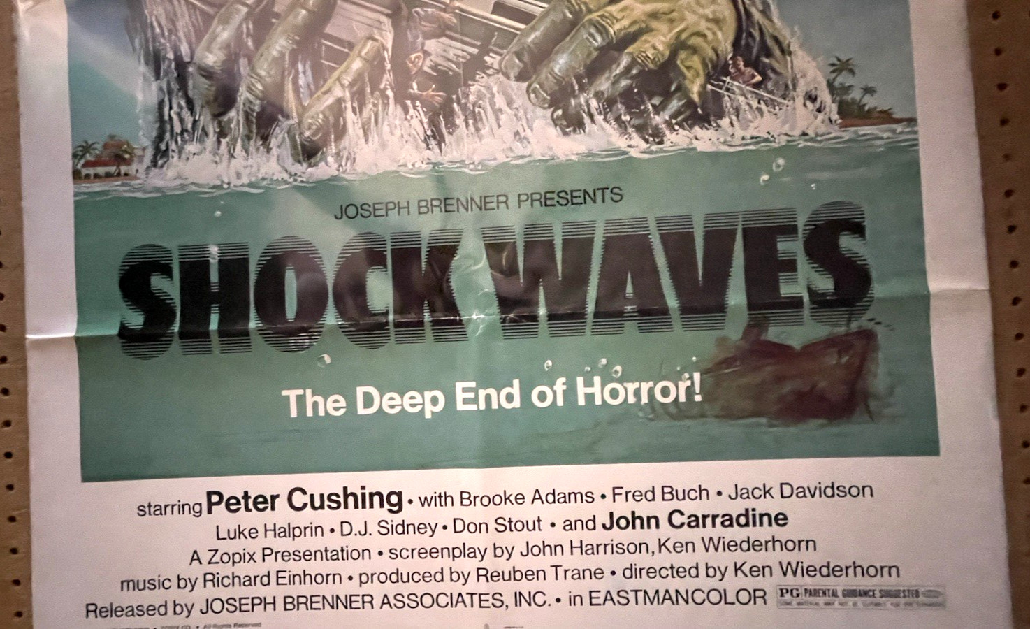 ORIG. MOVIE POSTER~ SHOCK WAVES~ PETER CUSHING~1977~ SHOCK WAVE~ONE SHEET 27X41