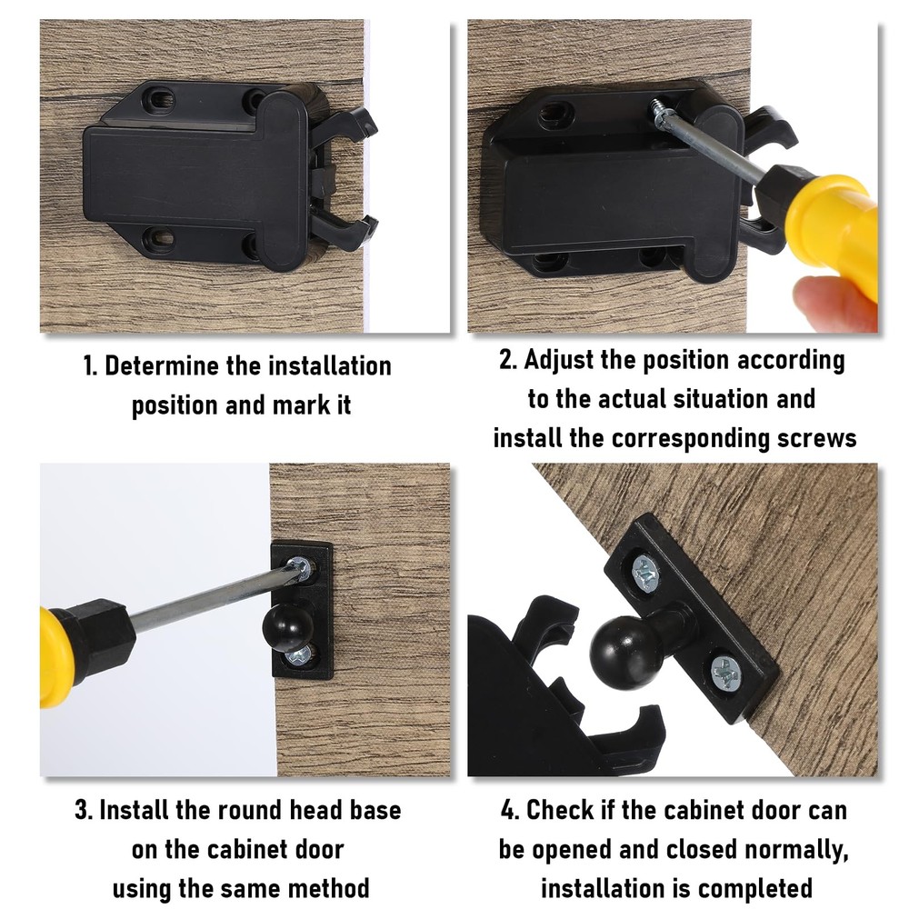 4 Pack Push Latches Cabinets Open Catch Lock Safe Rebound Self Locking Device