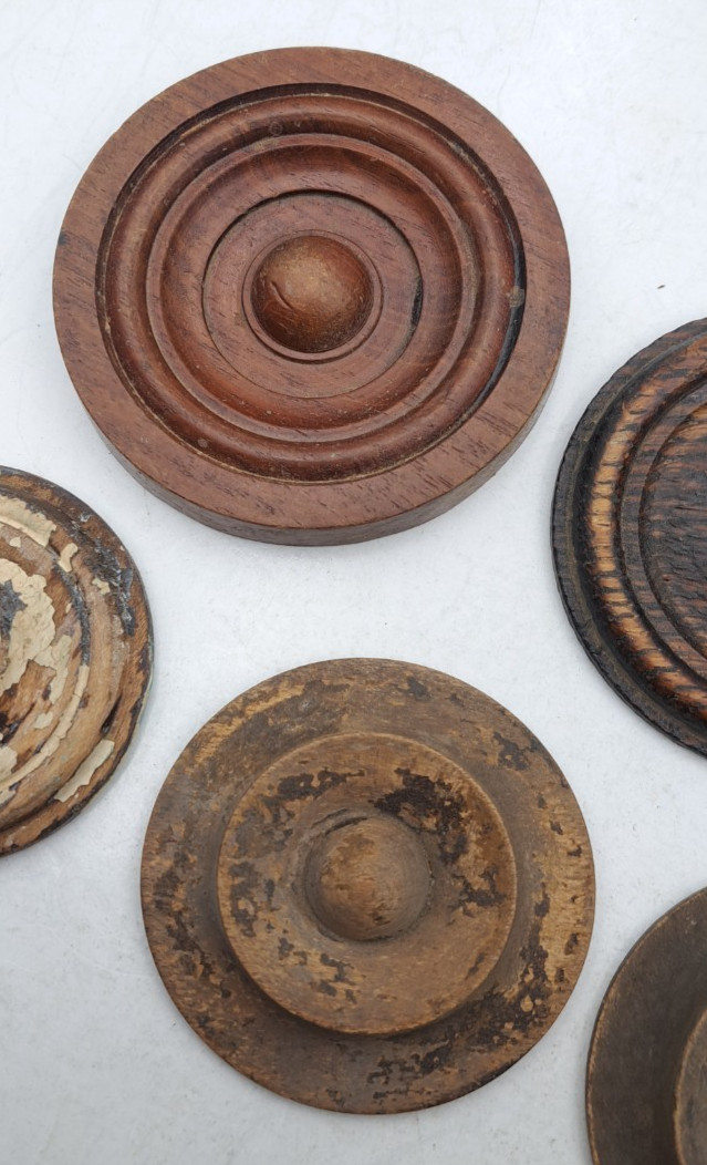 Antique Wooden Decorative Rosette Furnisher Wall Decorations Old Vintage Lot