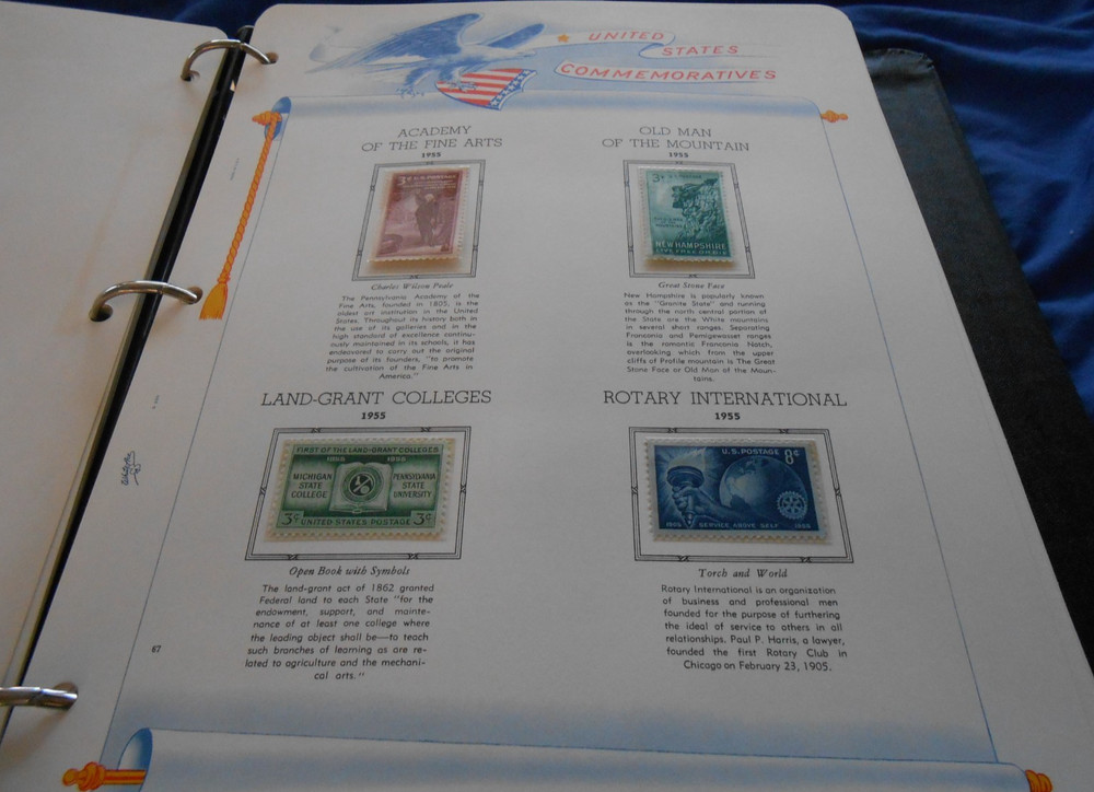 WHITE ACE COMMEMORATIVE STAMPS OF THE UNITED STATES ALBUM WITH DUST COVER & BOX