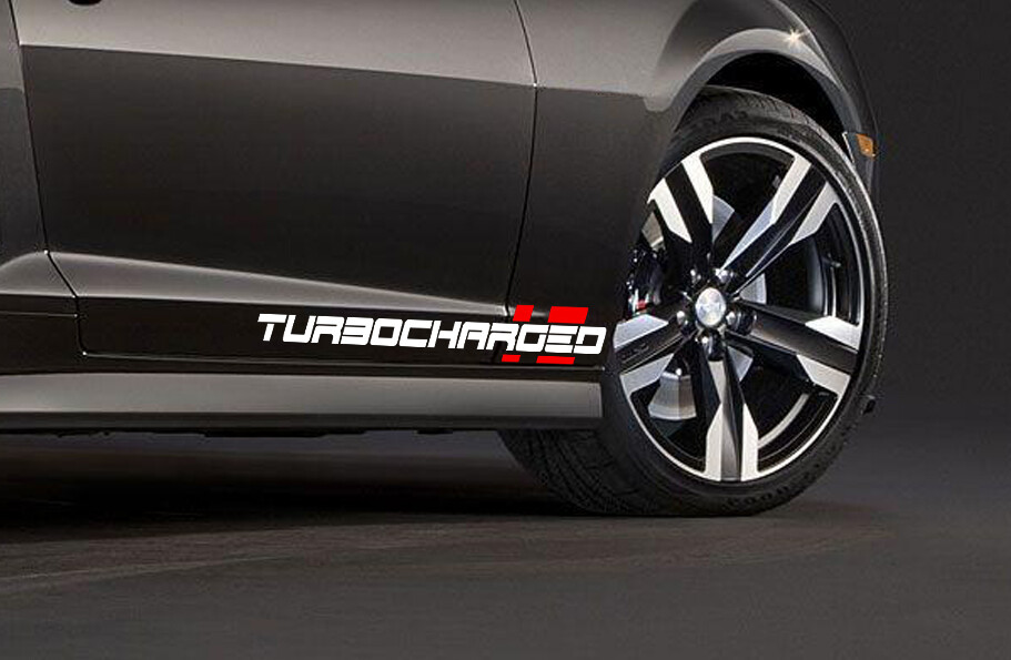 (X2) TURBOCHARGED Decal Emblem DOUBLE HASH Marks R sticker car Racing Stripe