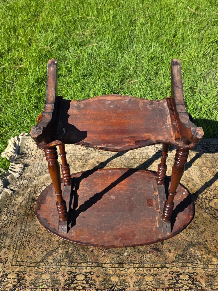 Antique Turned Bobbin Legs, 2 Tier, Parlor Side Table, Solid Wood