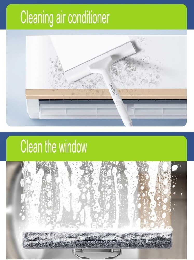 9.8" Extended Window Squeegee Cleaner with Adjustable Pole & Microfiber Pads