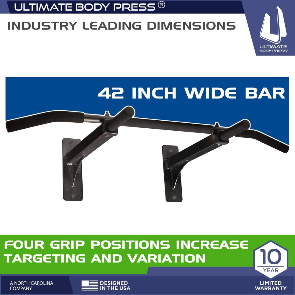 Wall Mount Pull up Bar with Extra Clearance, Fits 16" Studs by