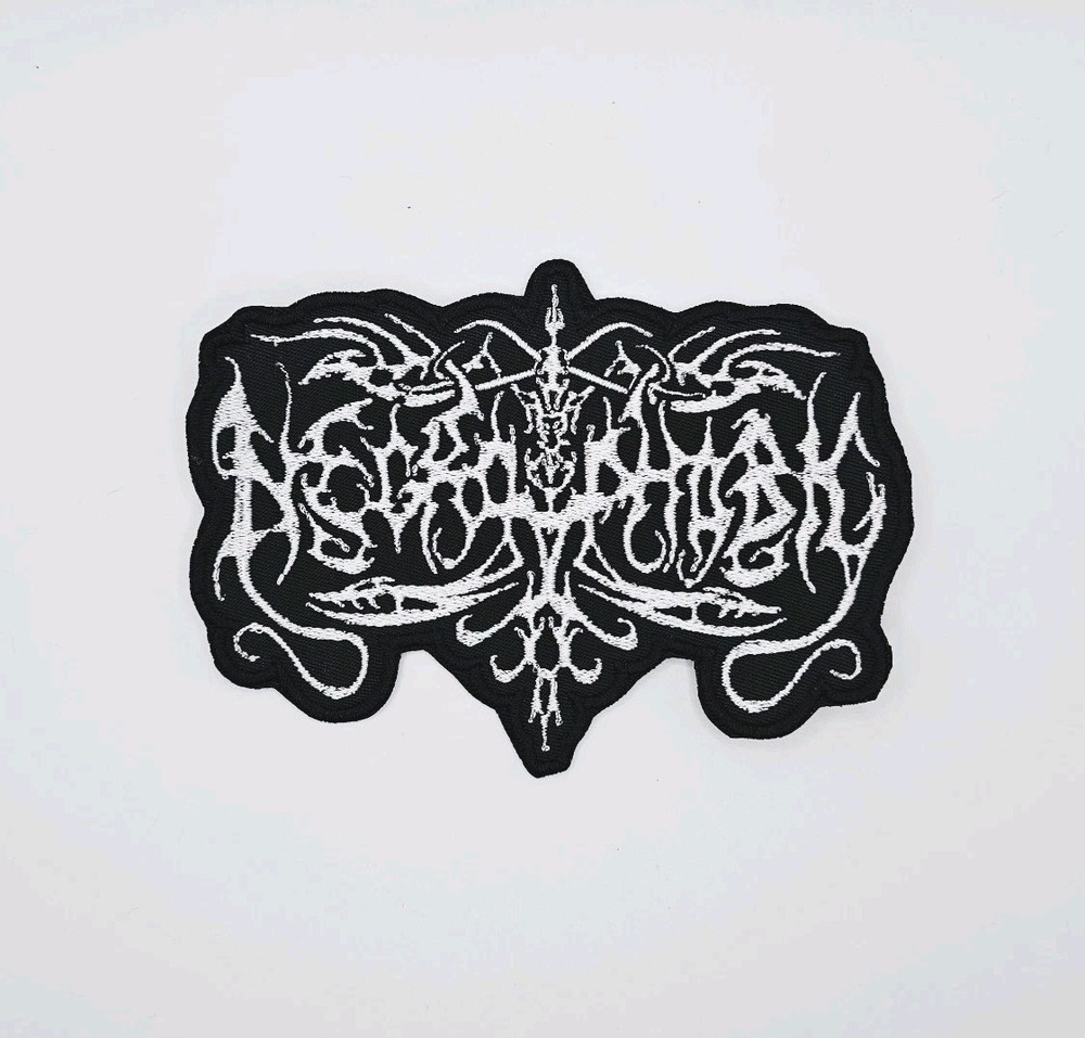 NECROPHOBIC SHAPED WHITE LOGO EMBROIDERED PATCH