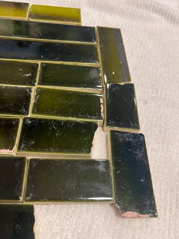 35 ANTIQUE FIREPLACE TILE SOLID GREEN, 3 greens